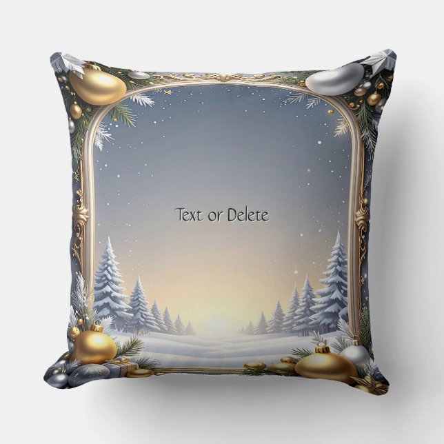 Christmas Frame Holiday Throw Pillow (Front)