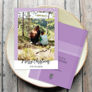 Christmas Framed Photo Lilac Violet Holiday Card
