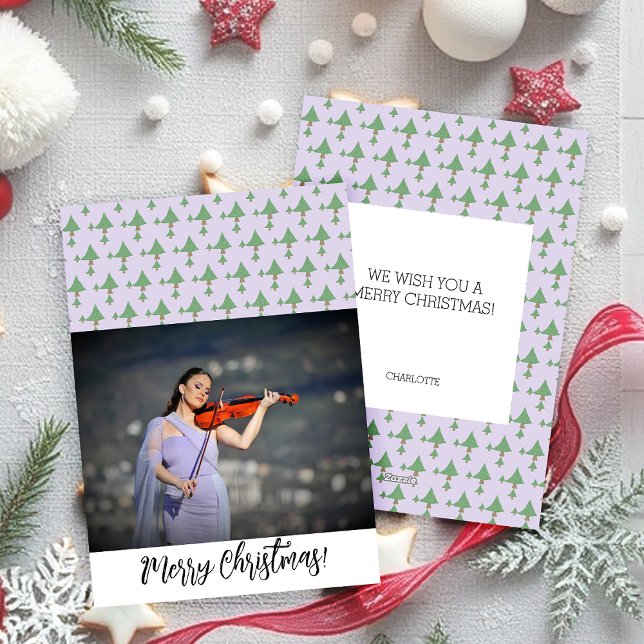 Christmas Framed Photo Lilac Violet Holiday Card (Creator Uploaded)