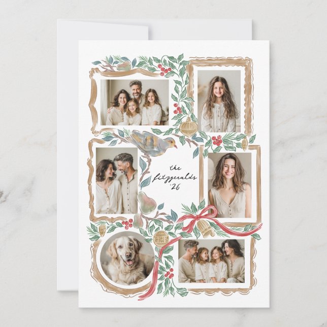 christmas frames and botanical collage holiday card (Front)