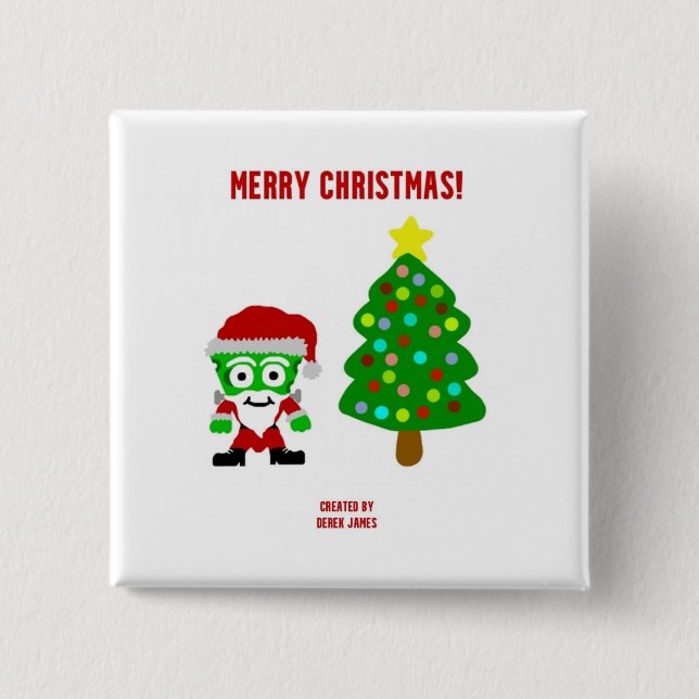 Christmas FrankenCheese 2 Inch Square Button (Front)