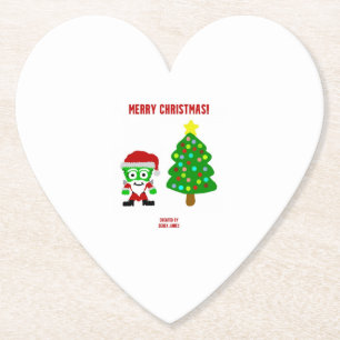 Christmas FrankenCheese Heart Paper Coaster