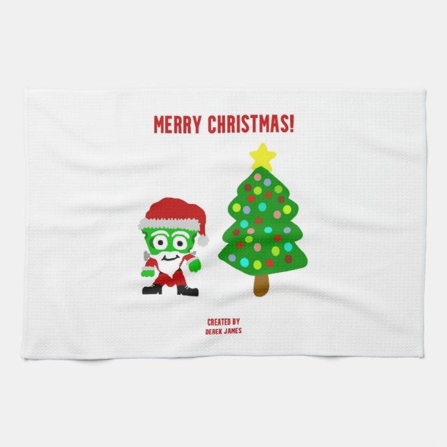 Christmas FrankenCheese Kitchen Towel (Horizontal)