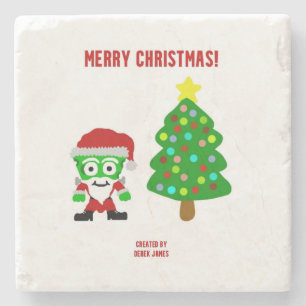 Christmas FrankenCheese Marble Stone Coaster