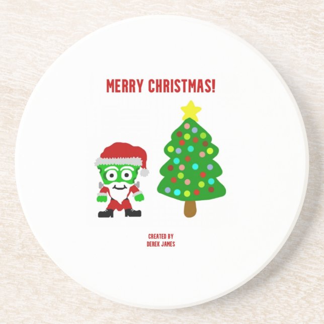 Christmas FrankenCheese Sandstone Coaster (Front)