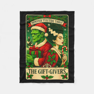 Christmas Frankenstein And Bride The Lovers Tarot  Fleece Blanket