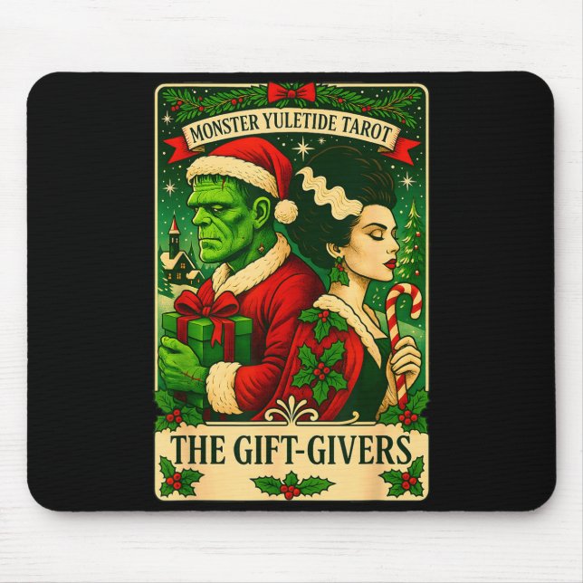 Christmas Frankenstein And Bride The Lovers Tarot  Mouse Mat (Front)