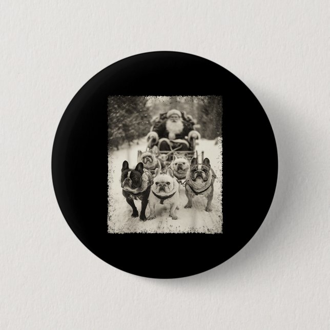 Christmas French Bulldog  6 Cm Round Badge (Front)