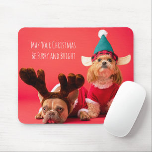 Christmas French Bulldog And Shih Tzu Mouse Mat