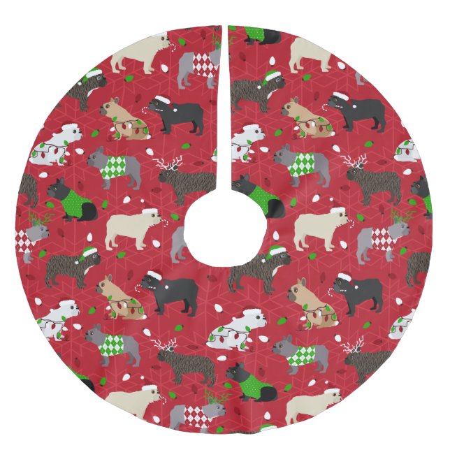 Christmas French Bulldog Brushed Polyester Tree Skirt (Front)