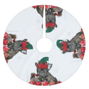 Christmas French Bulldog Brushed Polyester Tree Skirt