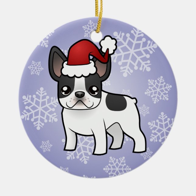 Christmas French Bulldog Ceramic Tree Decoration (Front)