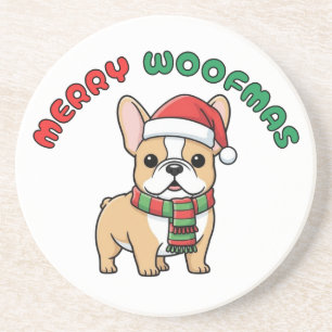 Christmas French Bulldog Coaster: Merry Woofmas Coaster