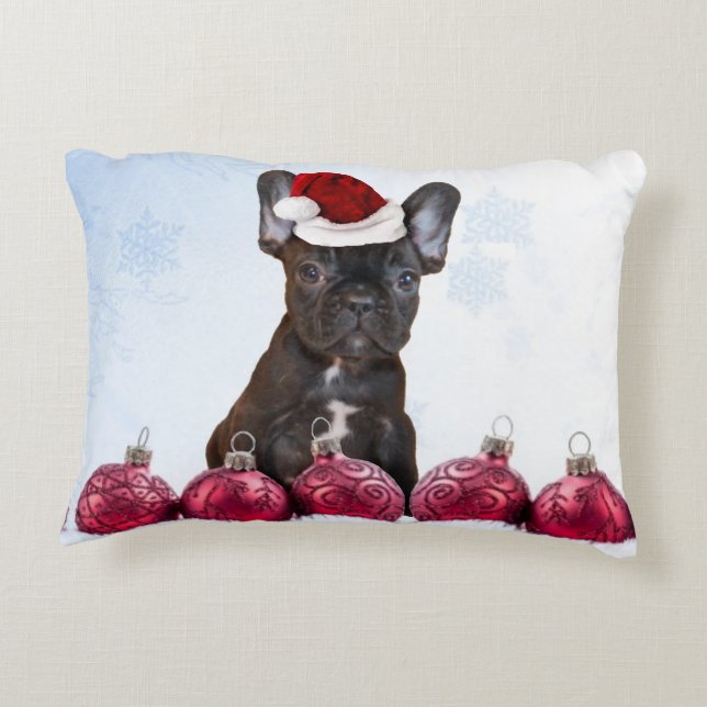 Christmas French Bulldog Decorative Cushion (Back)