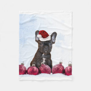Christmas French Bulldog fleece blanket