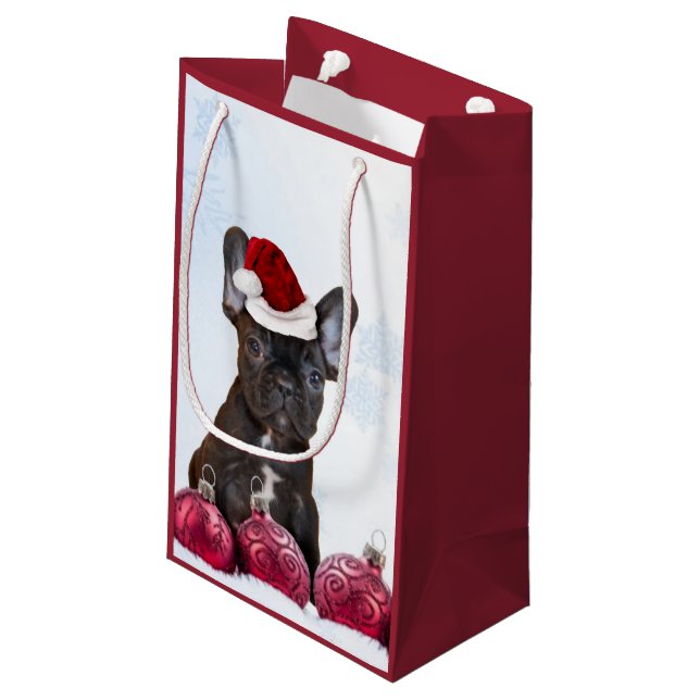 Christmas French Bulldog Gift Bag (Back Angled)