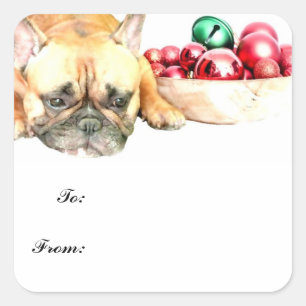 Christmas French Bulldog gift tag stickers