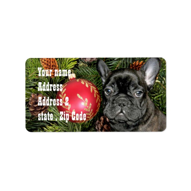 Christmas French Bulldog Label (Front)