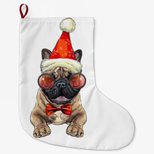Christmas  French bulldog Large Christmas Stocking