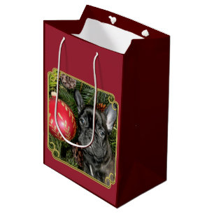 Christmas French Bulldog Medium Gift Bag