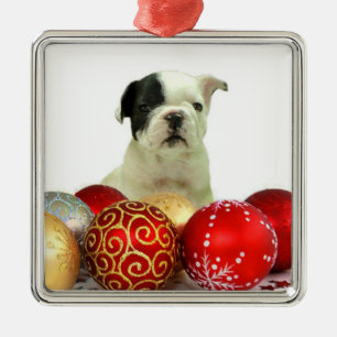 Christmas French Bulldog Metal Tree Decoration