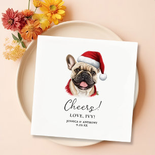 Christmas French Bulldog Personalised Cheers Napkin