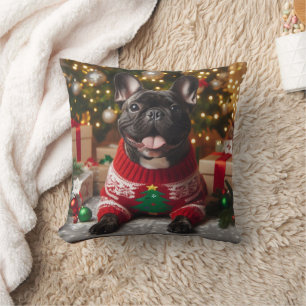 christmas french bulldog pillow