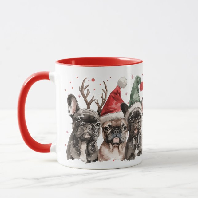 Christmas French Bulldog Reindeer Dogs Mug (Left)