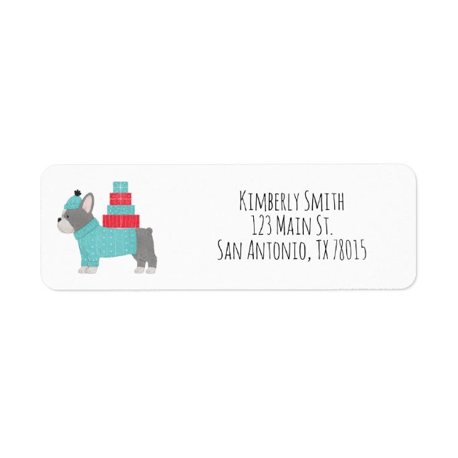 Christmas French Bulldog Return Address  (Front)