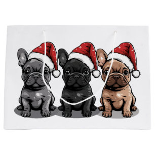 Christmas French Bulldog Santa Dog Large Gift Bag