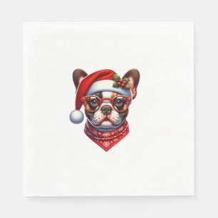 Christmas French Bulldog Santa Hat Frenchie Ugly C Napkin