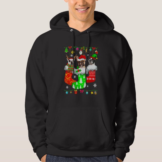 Christmas French Bulldog Santa Socks Matching Dog  Hoodie (Front)