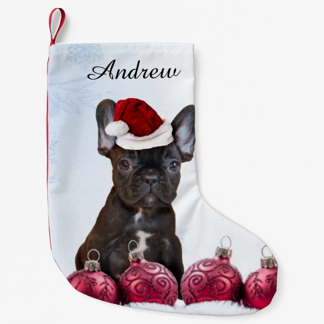 Christmas French Bulldog Small Christmas Stocking (Front)