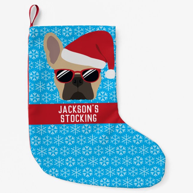 Christmas French Bulldog Small Christmas Stocking (Front)