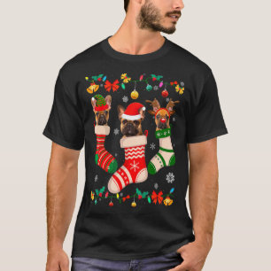 Christmas French Bulldog Sock Xmas Reindeer Santa T-Shirt