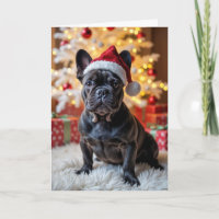 Christmas French Bulldog With Santa Hat