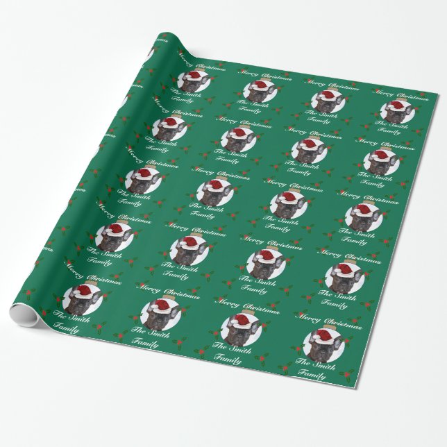 Christmas French Bulldog Wrapping Paper (Unrolled)