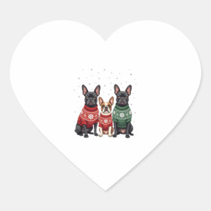 Christmas French Bulldogs Xmas Frenchie Dog 2 Heart Sticker