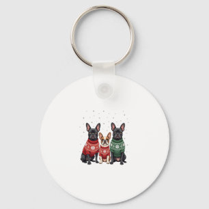 Christmas French Bulldogs Xmas Frenchie Dog 2 Key Ring
