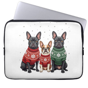 Christmas French Bulldogs Xmas Frenchie Dog 2 Laptop Sleeve