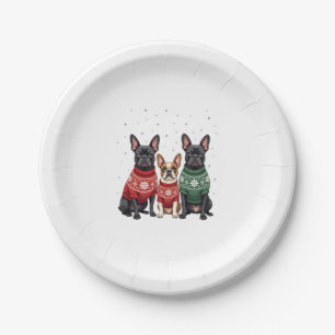 Christmas French Bulldogs Xmas Frenchie Dog 2 Paper Plate