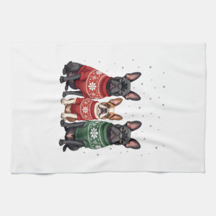 Christmas French Bulldogs Xmas Frenchie Dog 2 Tea Towel