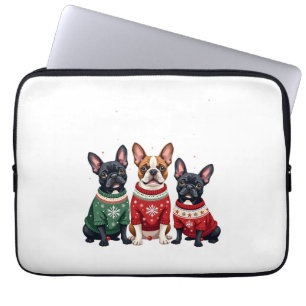 Christmas French Bulldogs Xmas Frenchie Dog 4 Laptop Sleeve