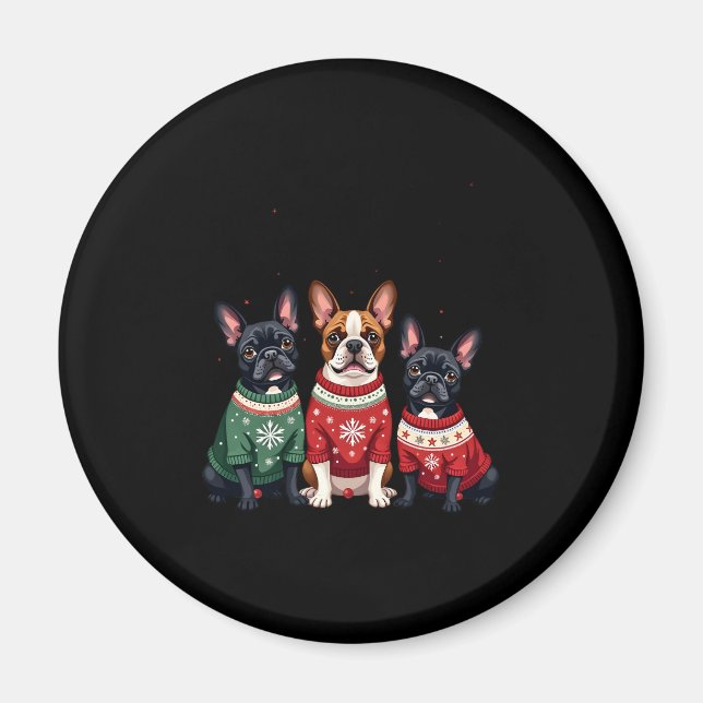 Christmas French Bulldogs Xmas Frenchie Dog 4 Magnet (Front)