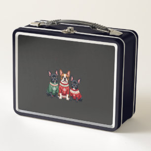 Christmas French Bulldogs Xmas Frenchie Dog 4 Metal Lunch Box