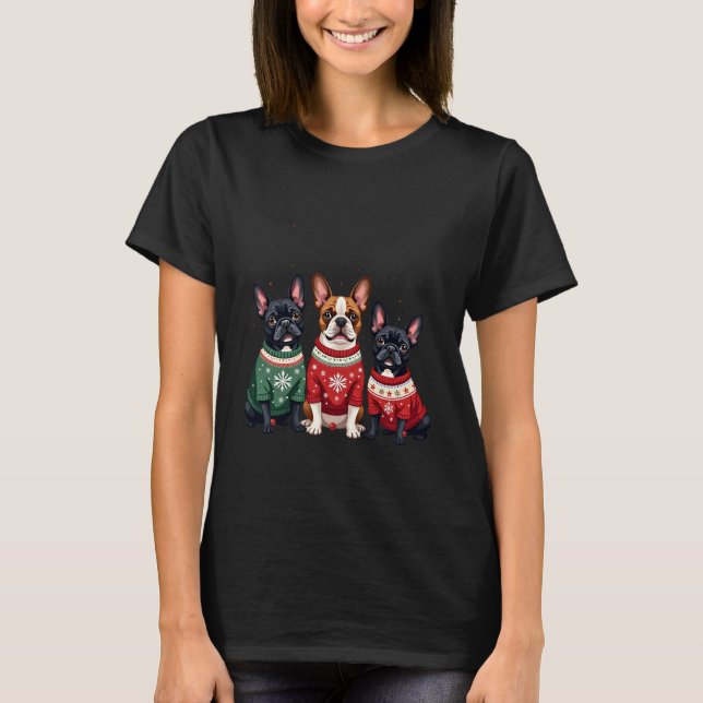 Christmas French Bulldogs Xmas Frenchie Dog 4 T-Shirt (Front)