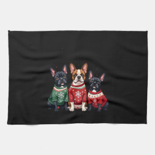 Christmas French Bulldogs Xmas Frenchie Dog 4 Tea Towel