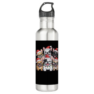 Christmas French Dogs Oversized T-Shirt 710 Ml Water Bottle