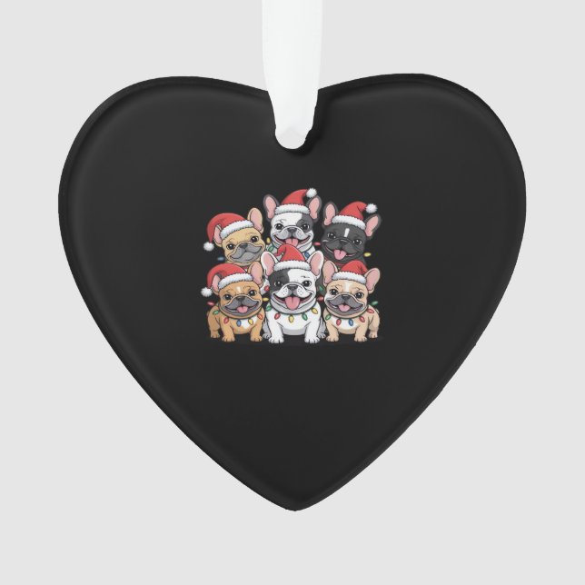 Christmas French Dogs Oversized T-Shirt Ornament (Front)