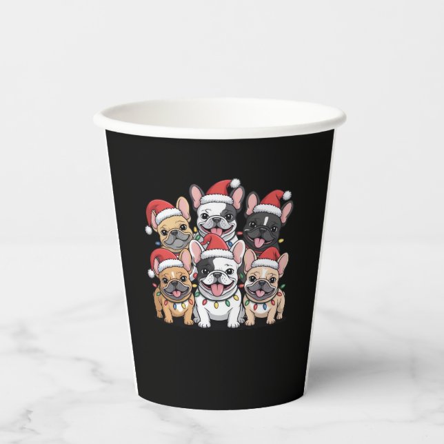 Christmas French Dogs Oversized T-Shirt Paper Cups (Front)